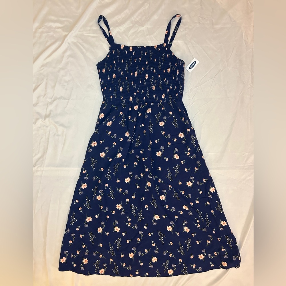 Navy blue floral maxi dress NEW with tag